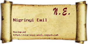 Nigrinyi Emil névjegykártya